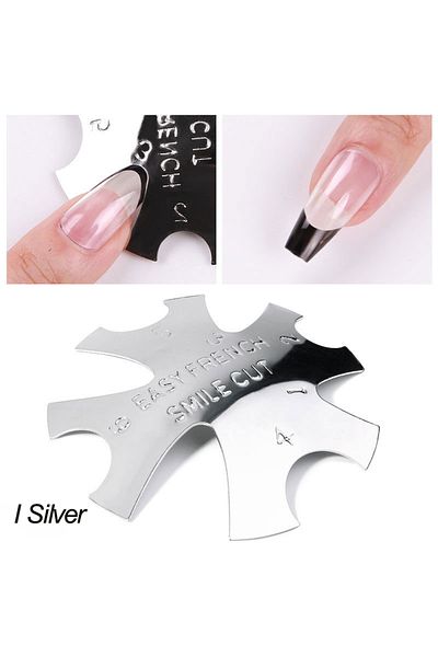 Choice I Silver Pro 12 Style Easy French Smile Cut V Line Edge Trimmer Nail Cutter Almond Design Nail Stenc