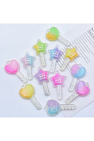 Choice 10pc Mixed packaging 10Pcs Glitter Keys Charms Pendants Flat back Resin Cabochon for Necklace Earrin