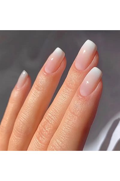 Choice Pink 24PCS Press On Nails Short Almond Pink High Saturation Gradation Cute Glitter Press On Nails Su