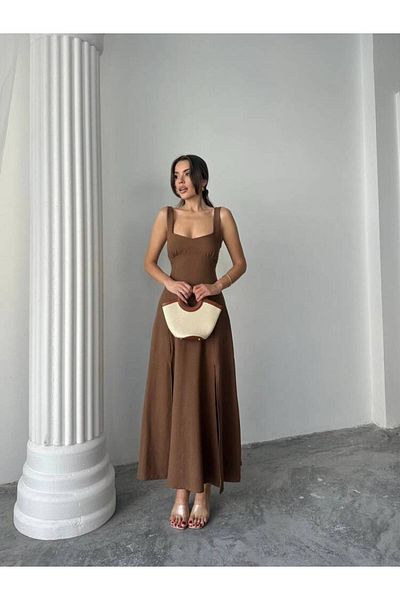 MAXMOOR Tulip Midi Dress - Brown