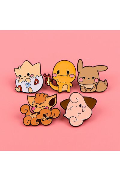 Miniso Gold-color Anime Pikachu Enamel Pin Cute Psyduck Snorlax Brooches Woman Men Backpack Accessories Bag
