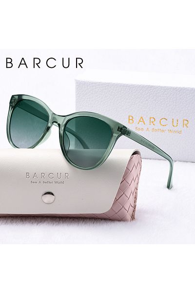 Choice Green BARCUR Transparent Women Sunglasses Comfort Durable Beautiful PC Cat Eye Frame Party Travel UV