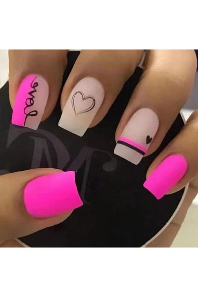 Choice Fuchsia ARTAUG 24PCS Medium Square Rose Red Press On Nails Punk Ballet Nails Cool Nail Charms Summer