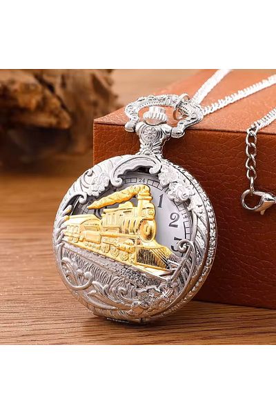 Choice Black Classic Antique Steam Train Design Pocket Watch With Chain Necklace Vintage Quartz Pendant Wat