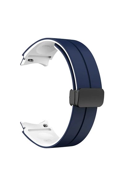 Choice Blue White Magnetic Buckle Two-Tone Silicone Strap for Samsung Galaxy Watch 6 5 Pro 4 Classic Band R