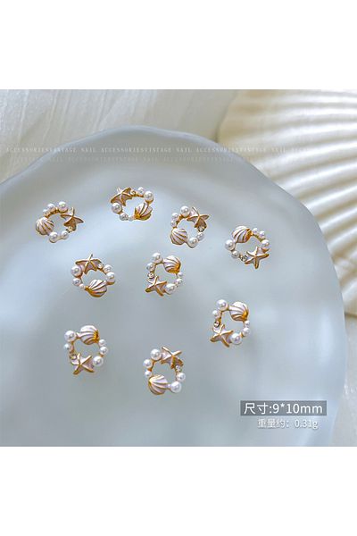 Choice 5pcs 5pcs Japanese Luxury Pearl Shell Nail Accessories 3D Colored Scallop Flower Wreath Pearl Nail C