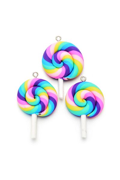 Choice Style 8 10pcs/pack Multi-color Soft Clay Simulation Lollipop Charms Pendant For Women Girls DIY Neck