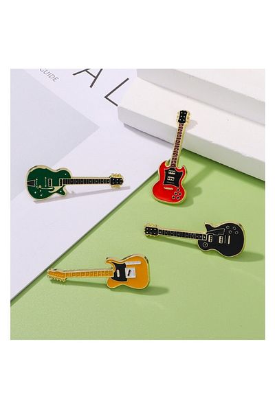Choice Silver Electric Guitar Brooch Personalized Musical Instrument Violin Pin Fashionable and Versatile B