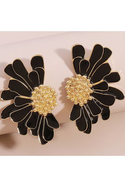 Choice ZT7331-Black 2PC Women's Fashion Flower Earrings Jewelry Accessories Suitable for Date, Party, Festi