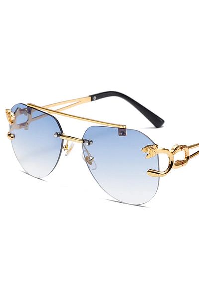 Choice Gold Blue 2024 Luxury Brand Sunglasses Men Retro Driving Sunglasses for Women Fashion Rimless Sun Gl