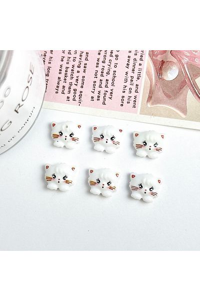 Choice White Cat 30PCS 30PCS Kawaii Cartoon Cat Resin Nail Charms Adorable Luminous Colorful Rabbit Nail Ar