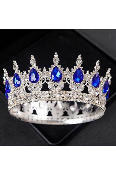 Choice تيجان وحفلات التخرج من الكريستال الباروكي الأزرق وعصابة رأس مرصعة بأحج...