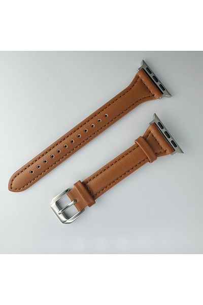 Choice 38 40 41mm BROWN Slim Leather Strap for Apple Watch Band 44mm 40mm 41mm 49mm 45 Mm Wrist Women Brace