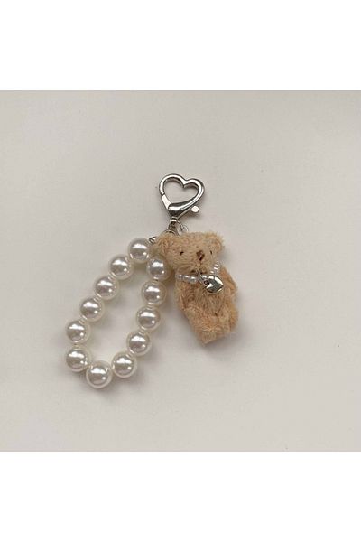 Choice Yellow A ZAKOL Korean Fashion Imitation Pearl Bear Doll Pendant Keychain Handbag Mobile Phone Access