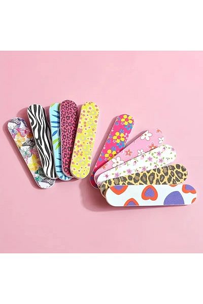 Choice 10pcs 10pcs Vibrant Mini Nail File Set - Double-Sided, High-Quality Manicure & Pedicure Kit For Easy