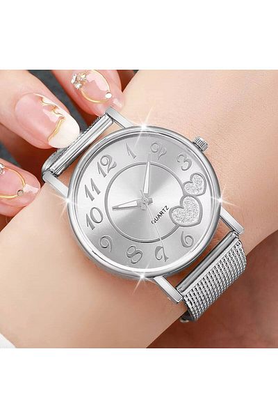 Choice 1PC Silver No Box 1/3PCS Fashion Heart Dial Women Watches Casual Plastic Strap Quartz Wristwatch Rel