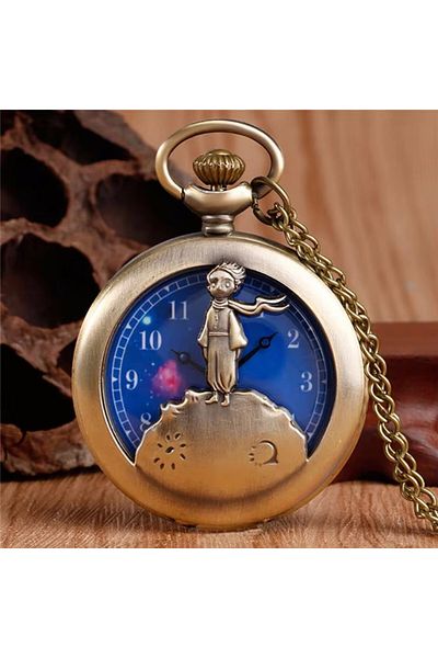 Choice Brown Vintage Bronze Hollow Design Little Prince Necklace Pendant Pocket Watch