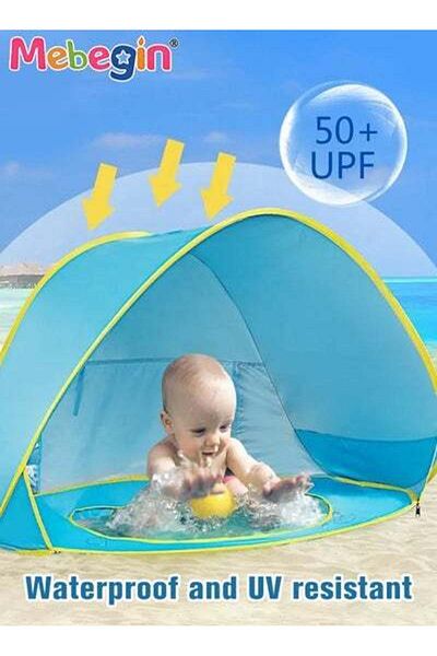 MEBEGIN Pop Up Beach Tent with 4 Ground Spikes and Storage Bag Large Anti-UV Beach Tent Pop Up Sun Shade
