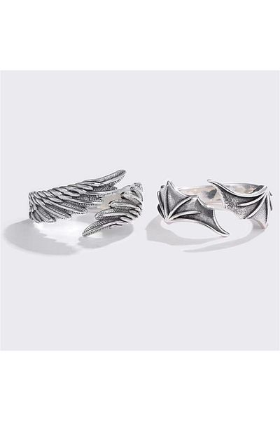 Choice 2pc Anime Angel Demon Couple Rings for Women Men Fashion Animal Adjustable Open Ring Promise Matchin