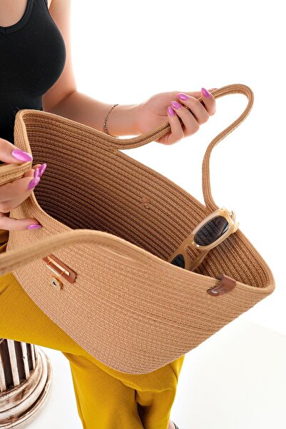 Aymood Γυναικεία ψάθινη τσάντα χειροποίητη πλεκτή τσάντα παραλίας από γιούτα
