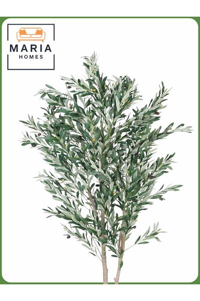 MARIA HOMES Artificial Olive Tree 210 cm – Tall Decorative Indoor Tree with Gray Pot