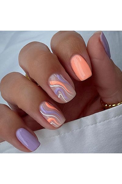 Choice QH-w940 24 simple square toed fake nails with jelly glue, pink gradient French press nails, short fu