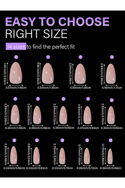 Choice Pink 140 pieces, 1 box of 5-color short almond nail tips, 14 sizes acrylic nail tips, full set of fa