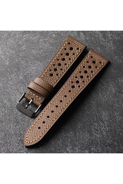 Choice 20mm Brown Handmade Palm Print Genuine Leather Strap 18 19 20 21 22MM Soft and Breathable Men's Stra