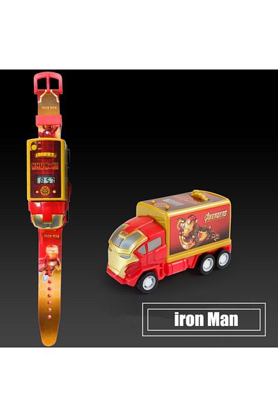 Miniso 2 Spiderman iron Man Hulk Marvel Children's 3D projection watch Car styling LED Electronics Childre.