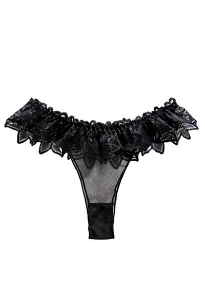 OEM Sexy thong panties, semi-transparent, cute pattern with contrasting lace and floral motif, LH3020