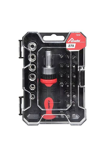 Onsite 27-Piece Sturdy and Compact Stubby Ratchet Screwdriver Set