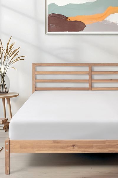 Roosac Certified Organic Cotton Fitted Sheet White L Single - Double L Knitted Combed Cotton
