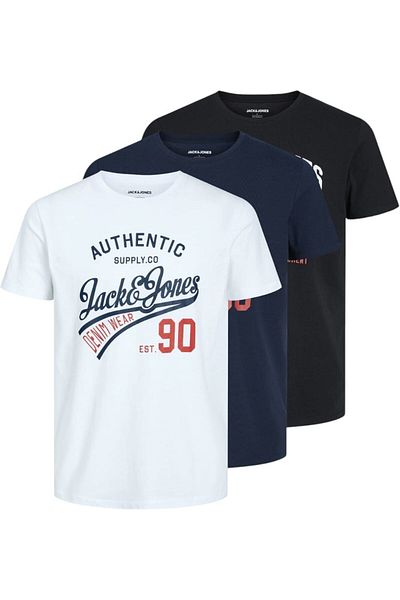 Jack & Jones Tricou JACK &JONES Ethan Crew 3 bucati - 12221269-Black