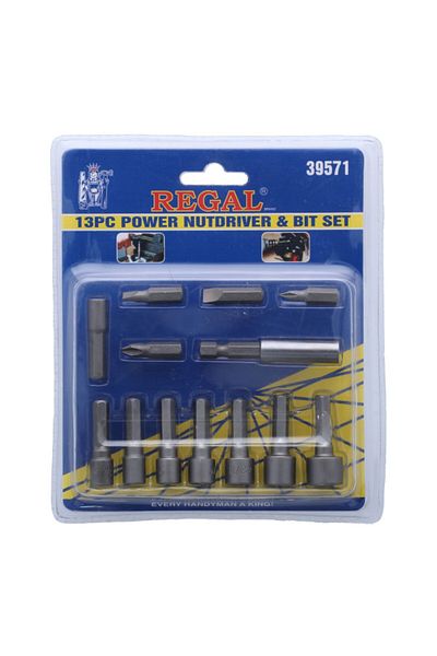 Regal 13-Piece Break-Resistant Durable Power Nutdriver and Bit Set