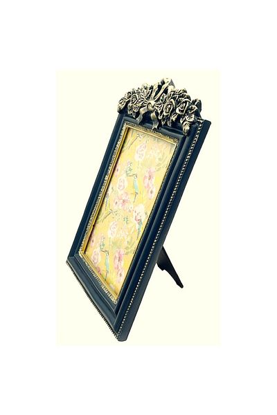 BLA BLA FOAM Classic Photo Frame, Dark Blue/Gold, Baroque Style, 5' X 7' (12.7x17.8 cm)