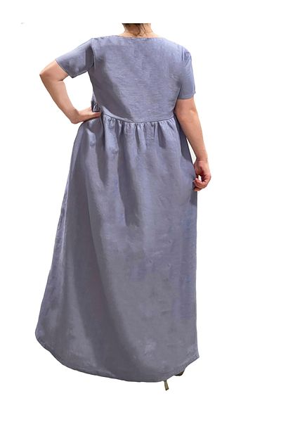 SOLOBUY Dress, Belgium Europe Linen 100%, Maxi, Sleeves Short, Loose Fit
