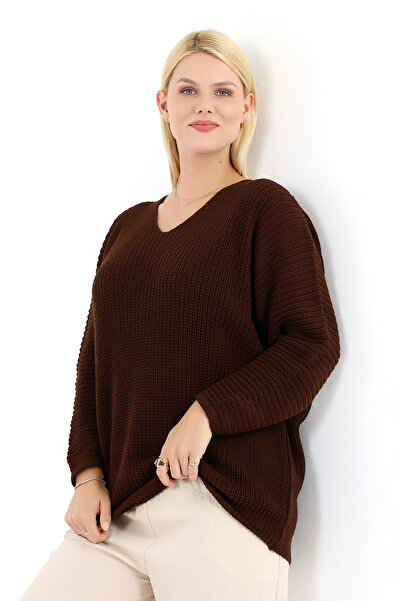 Marvine Women's Oversize V-Neck Knitwear Sweater