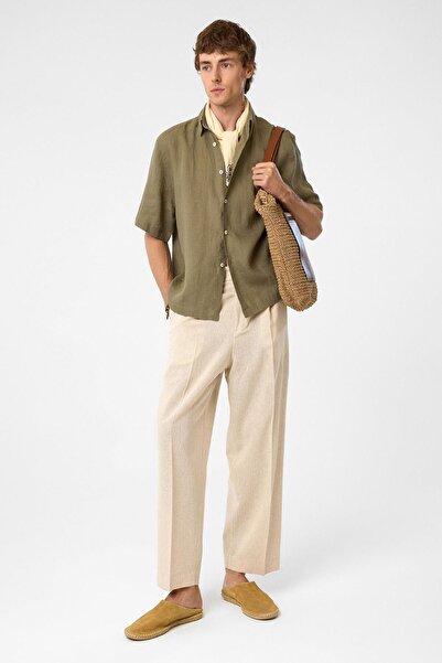 Antioch Khaki 100% Linen Relaxed Men's Shirt