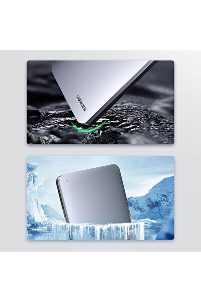 Ugreen Carcasă hard disk pentru 2.5'' SATA 3.0 6Gbps + USB - cablu USB-C 0.5m gri