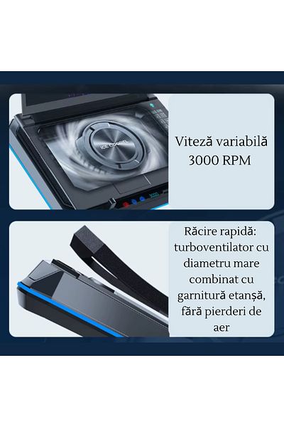Adsinio Laptop Cooler with Turbo Fan, Adsinio,Adjustable Ventilation 300-3000 RPM, 1 Fan, Black