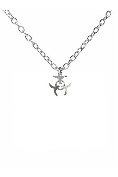 Herşey Nota Biohazard Symbol Design Unisex Necklace with 60 cm Chain – Gothic and Punk Style Accessory