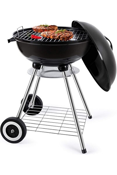 Türkiye شواية فحم متنقلة للشواء في الهواء الطلق مع صواني جانبية ورف تخزين