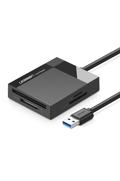 Ugreen Czytnik kart pamięci SD / micro SD / CF / MS wtyczka USB 3.0 1m - czarny