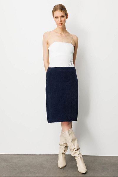 Desen Triko Women's Knitwear Short Skirt Navy Blue
