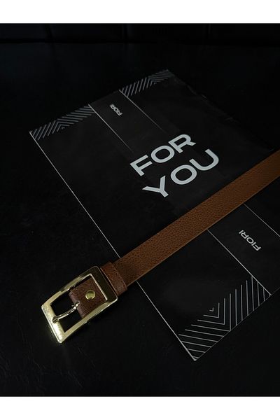 Fiori Thin Women's Belt with Square Buckle, Pants Belt, Jacket Belt, Shirt Belt, Dress Belt