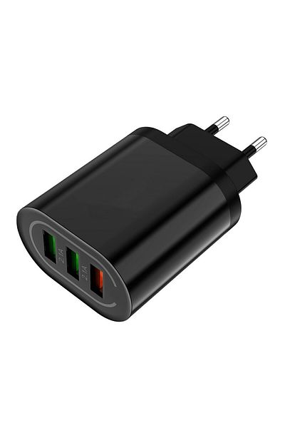 Aptel Socket adapter with 3 USB ports, black
