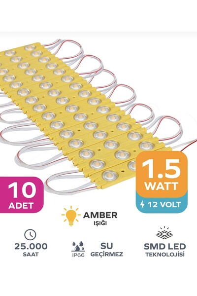 Point 3 Ledli Parmak LED Modül 1.5W 2835 Smd Mercekli 12V-10 Adet Sarı