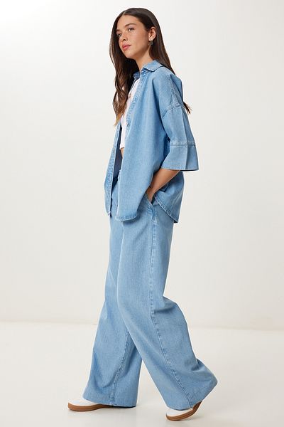 Lovelyİstanbul Denim Shirt Pants Set Lac0004 Light Blue 38