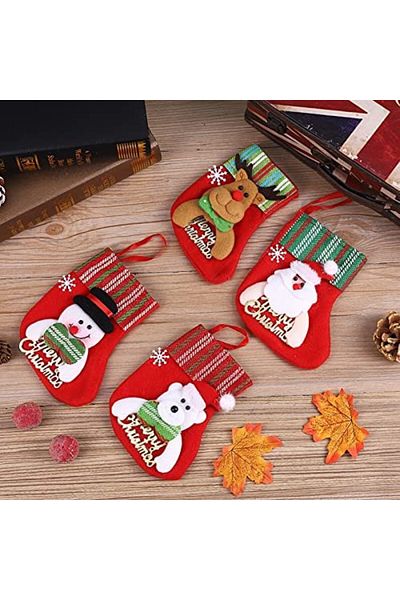 Shinesky Set of 4 Christmas stockings, textile, multicolor