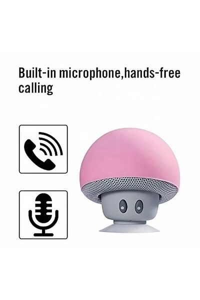 MOAWAVE Portable mini Bluetooth speaker in mushroom shape with suction cup, dimensions 55x55mm, color Pink